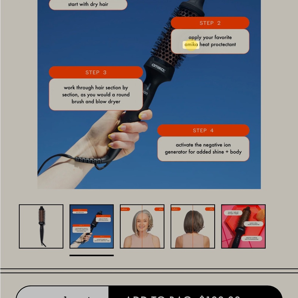 Amika Black Hair Styling Brush